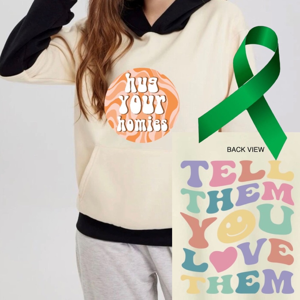 Huge Your Homies Mental Health graphic oversized pullover hoodie sweatshirt L